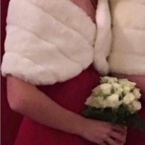 White fur-like stole, 48 inches, like new